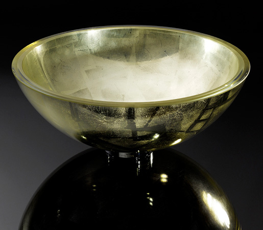 Sklenené umývadlo Vitraform okrúhle lesklé na zlatý list