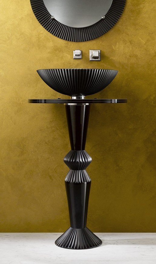 voľne stojace umývadlo ručne fúkané sklo čierna vitraform