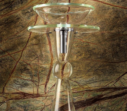 voľne stojace umývadlo z číreho skla murano váza vitraform