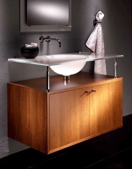 márnosť zo skleneného dreva základná jednotka matné sklo moderná kúpeľňa