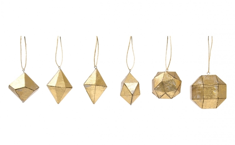 rôzne geometrické duté telá v zlate ako vianočné ozdoby Vianočná dekorácia-urob si sám-drotár-moderný-papier-duté-figúrky-zlato-visiace-vianočné-stromčeky-nápad-dekorácie