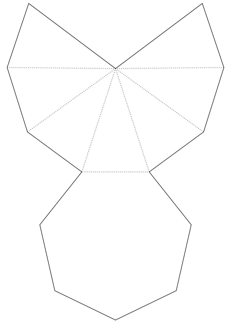 Šablóna pre duté telesá na skladanie - pyramída vianočná dekorácia-urob si sám-drotár-moderný-papier-duté-telo-šablóna-pyramída-sklady-kreatívne