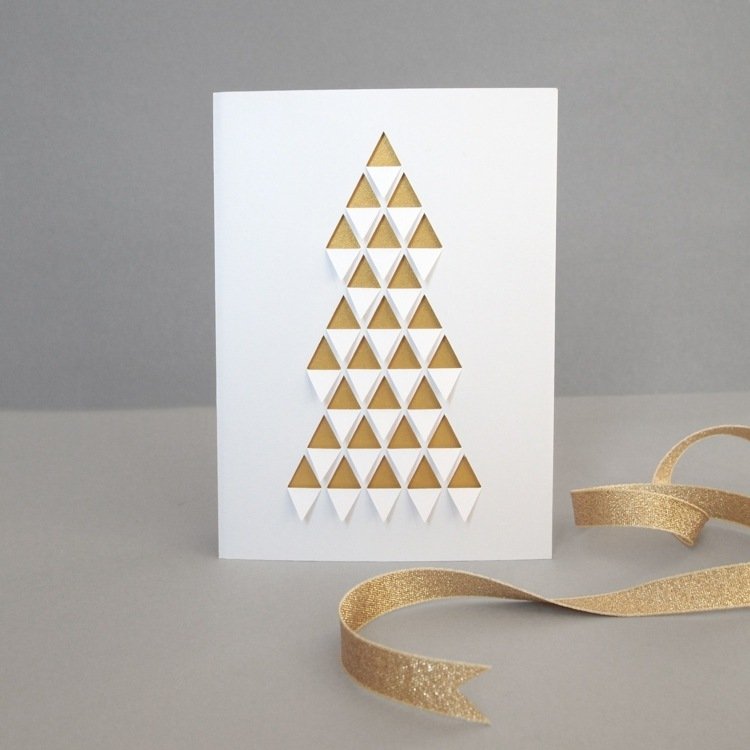 vystrihnúť moderný vianočný stromček a vyrobiť si vlastnú vianočnú pohľadnicu
