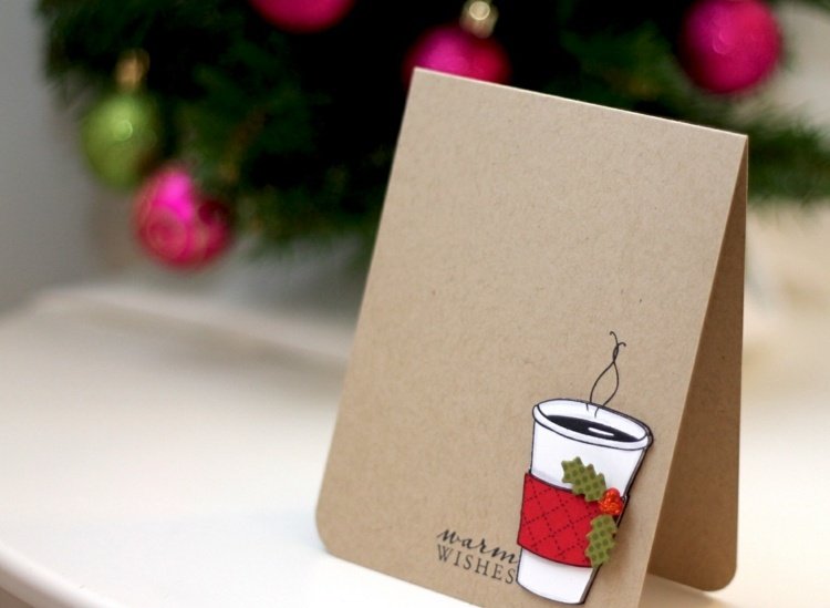 vianočný motív abstraktné moderné drotárske vianočné pohľadnice sami