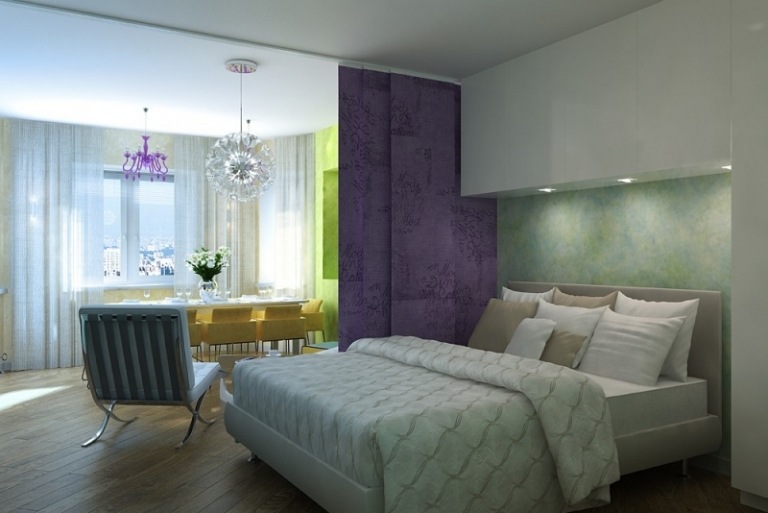 moderné-obývacie-nápady-jedna-izba-byt-spálňa-podiel