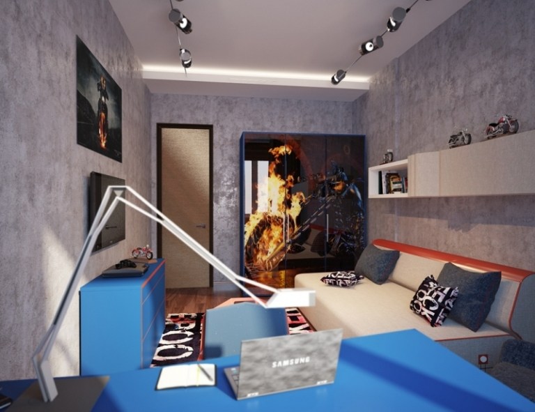 Moderné životné nápady-mládežnícka izba-rozkladacia pohovka-šatník