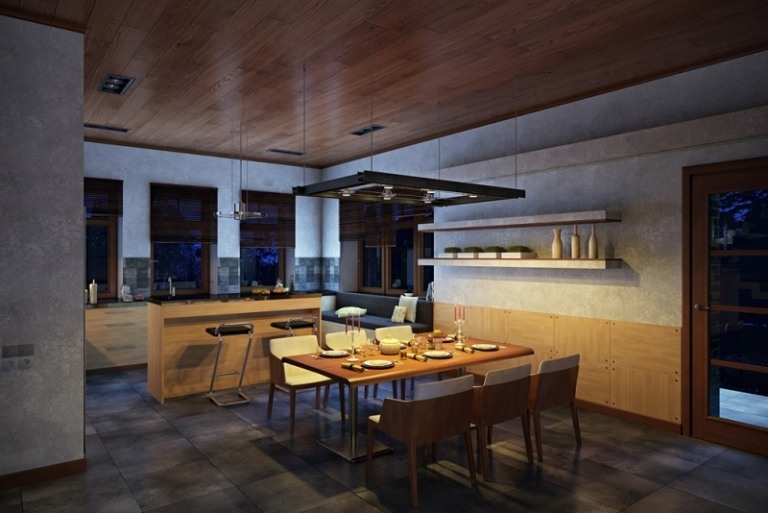 moderné-bývanie-nápady-dizajn-dlažba-jedálenský stôl-kuchyňa