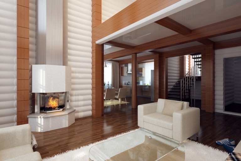 moderné-bývanie-nápady-drevená podlaha-masív-krb-biela