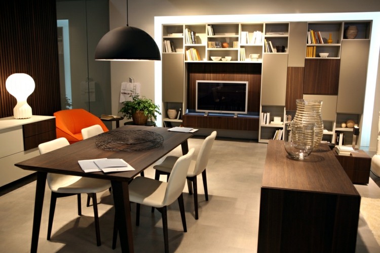 Jedáleň zariadená závesnou lampou na jedálenský stôl Nápady na závesné lampy na jedálenský stôl