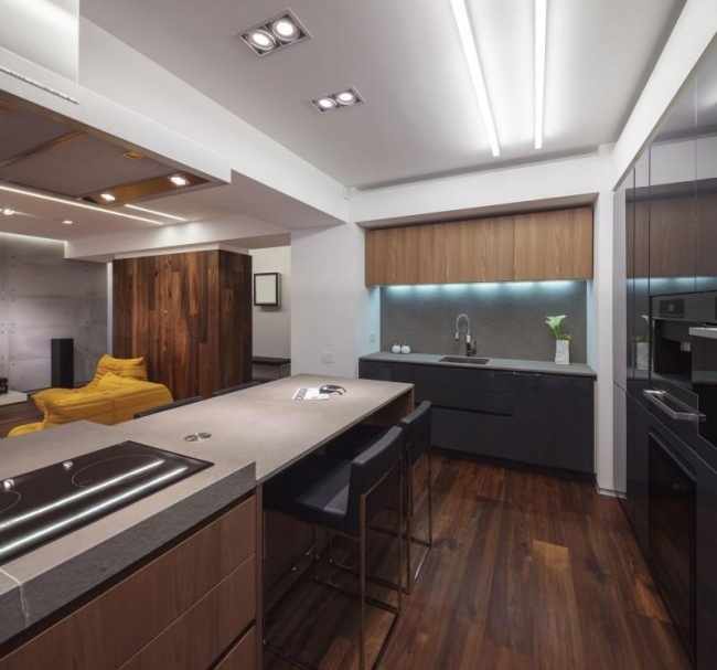 LED podsvietenie moderného bytového štúdia 1408 led podsvietený moderný byt štúdiom 1408