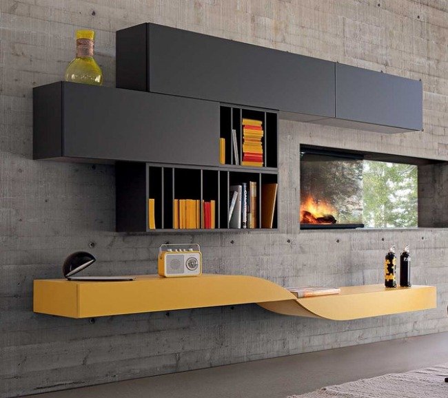 Obývacia stena moderná dekorácia interiér obývačky