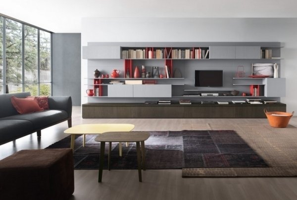 Moderné zariadenie bytu-nápady na nástennú jednotku-taliansky dizajn Nápady-na-otvorenú-nástennú-jednotku-s-policovou-nadstavbou-produkt-taliansky-dizajn