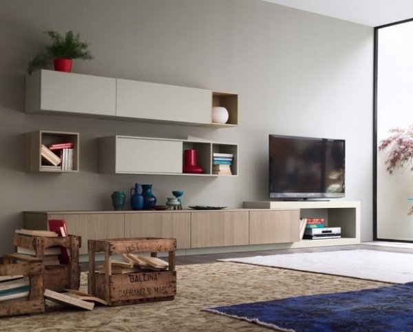 Nápady na dizajn nástenných jednotiek-modulárne nástenné skrinky Dizajnová nástenná jednotka-prírodné farby-základy-s-dvoma košmi-nástenné-skrinky-otvorené-priehradky