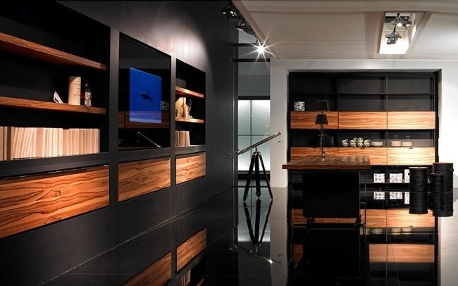 nástenná jednotka dizajn gruber schlager masívne drevo čierna