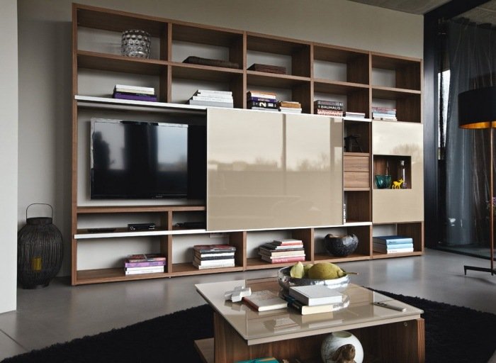 moderný nábytok do obývačky lakované panely z masívneho dreva