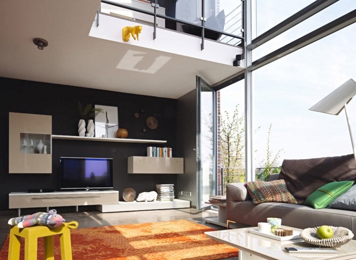 moderná obývacia stena-béžová-biela-lak-čas-teraz-huelsta