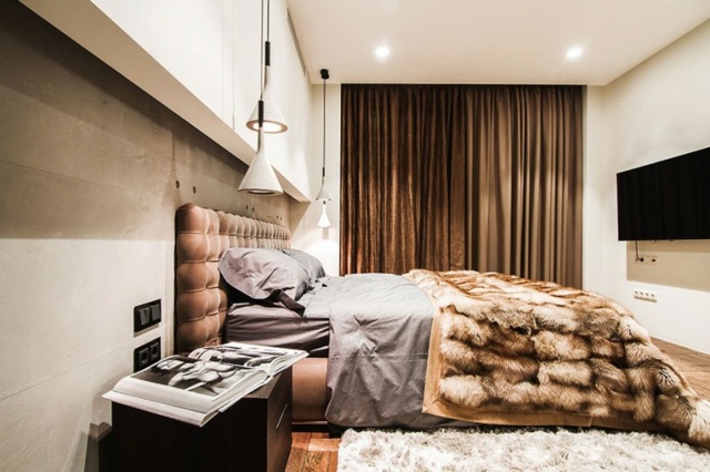 moderné zariadenie dvojizbový byt nápady čalúnená posteľ