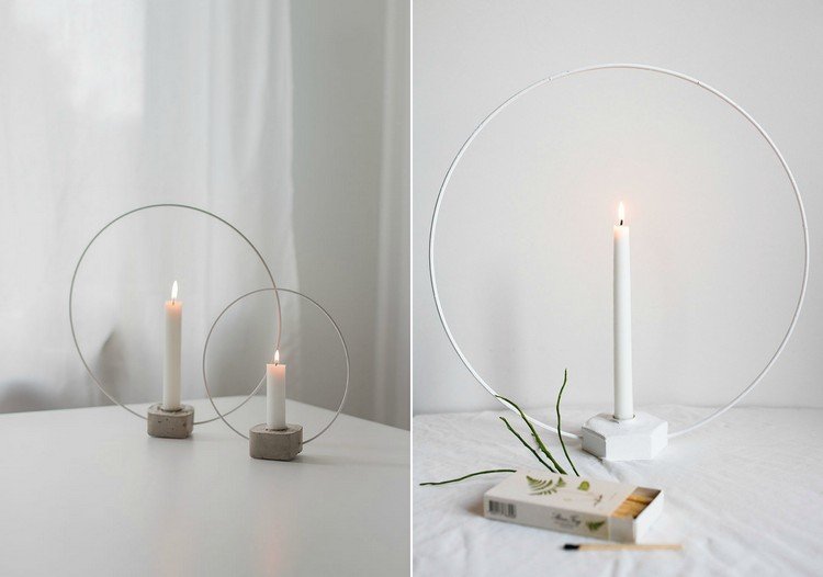 Svietnik s prsteňom na adventný veniec adventný veniec-betón-svietnik-držiak-urob si sám-nápad-drôt-betón-pasta