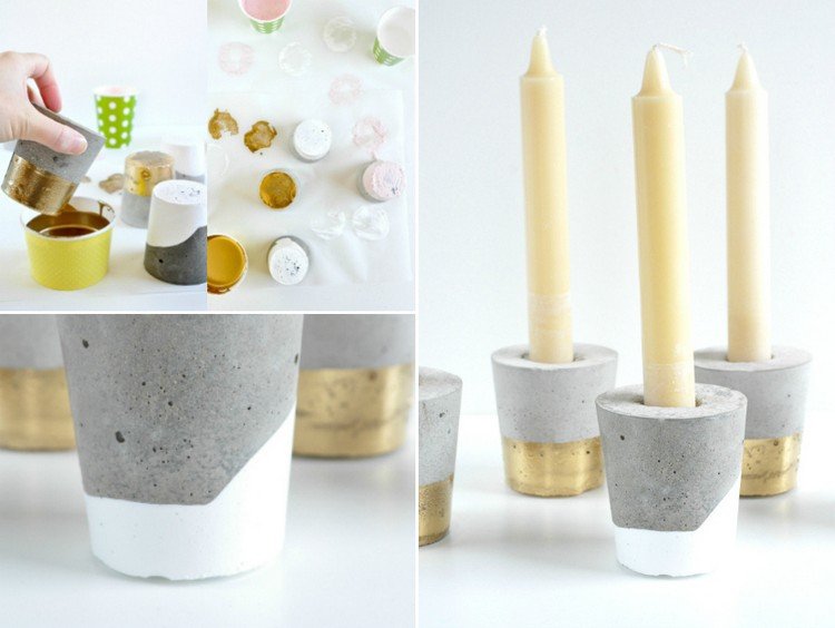 Ozdobte betónové poháre Adventný veniec-betón-dekorácia-nápad-farba-betón-poháre-nechať uschnúť