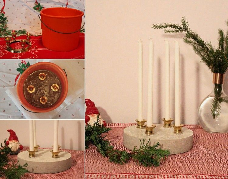 Vyrobte si betónovú dosku na adventný veniec sami Adventný veniec-betón-urob si sám-vedierko-betón-svietnik-dekorácia