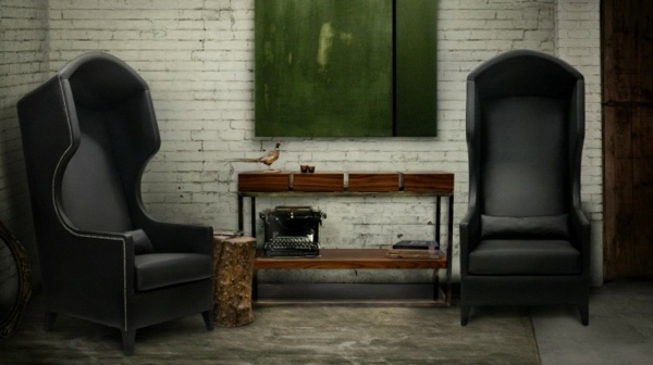 zaujímavé čierne kožené kreslo zaujímavé čierne kožené kreslo