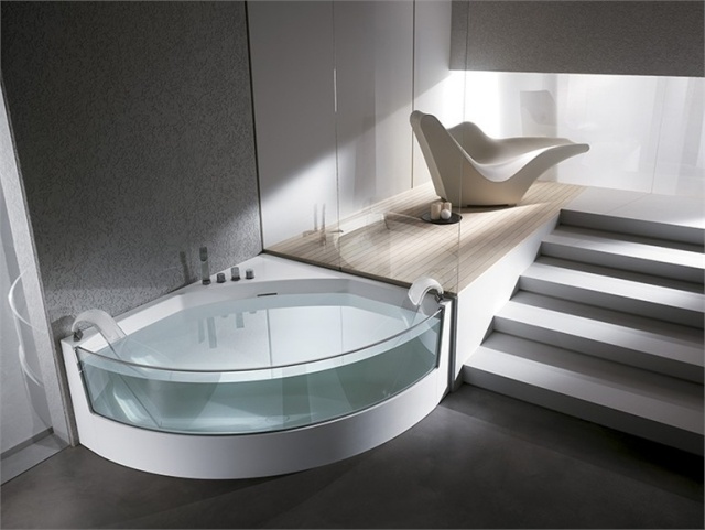 rohová vaňa-sklo-predná-vírivka-funkcia-úspora miesta-ergonomická