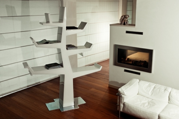 biela knižničná krbová sedačka biela