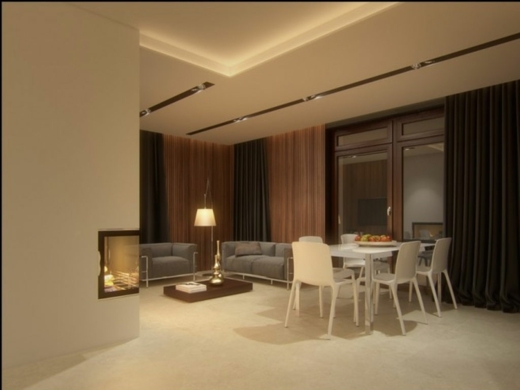 minimalistický dekor - hnedé závesy