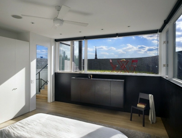 Terasa na streche spálne-veľké okná Okno na strešnú terasu spálne