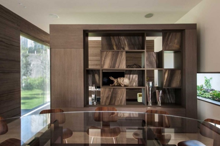 rozdeľovač izieb-polička na knihy-drevo-tmavá-nuansa