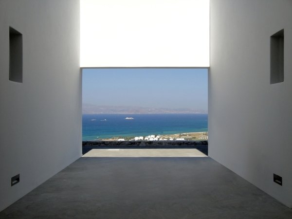 moderný dovolenkový dom v Grécku terasa s výhľadom na more