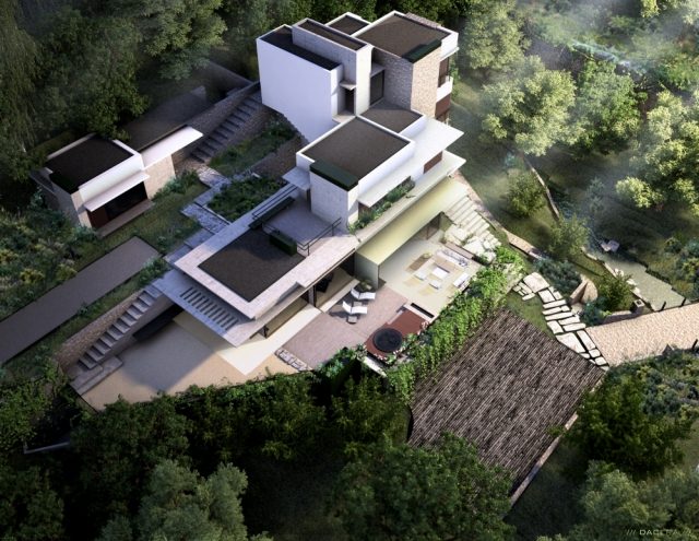 moderný prázdninový dom mexiko 3d vizualizácia