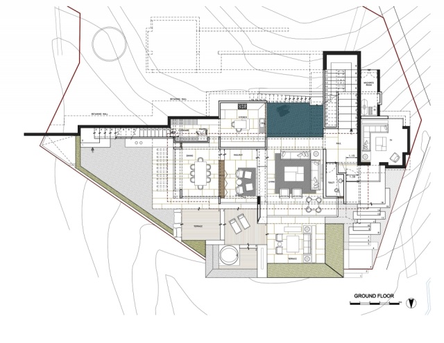 moderný prázdninový dom Mexiko pôdorys prízemie