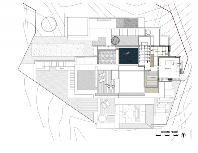 moderný dom Maza v Mexiku čas poschodia grindriss