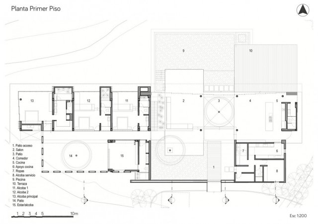 moderný dom s jednopodlažnou architektúrou s plochou strechou moderný dom-plochá strecha-prízemie-architektúra-plán