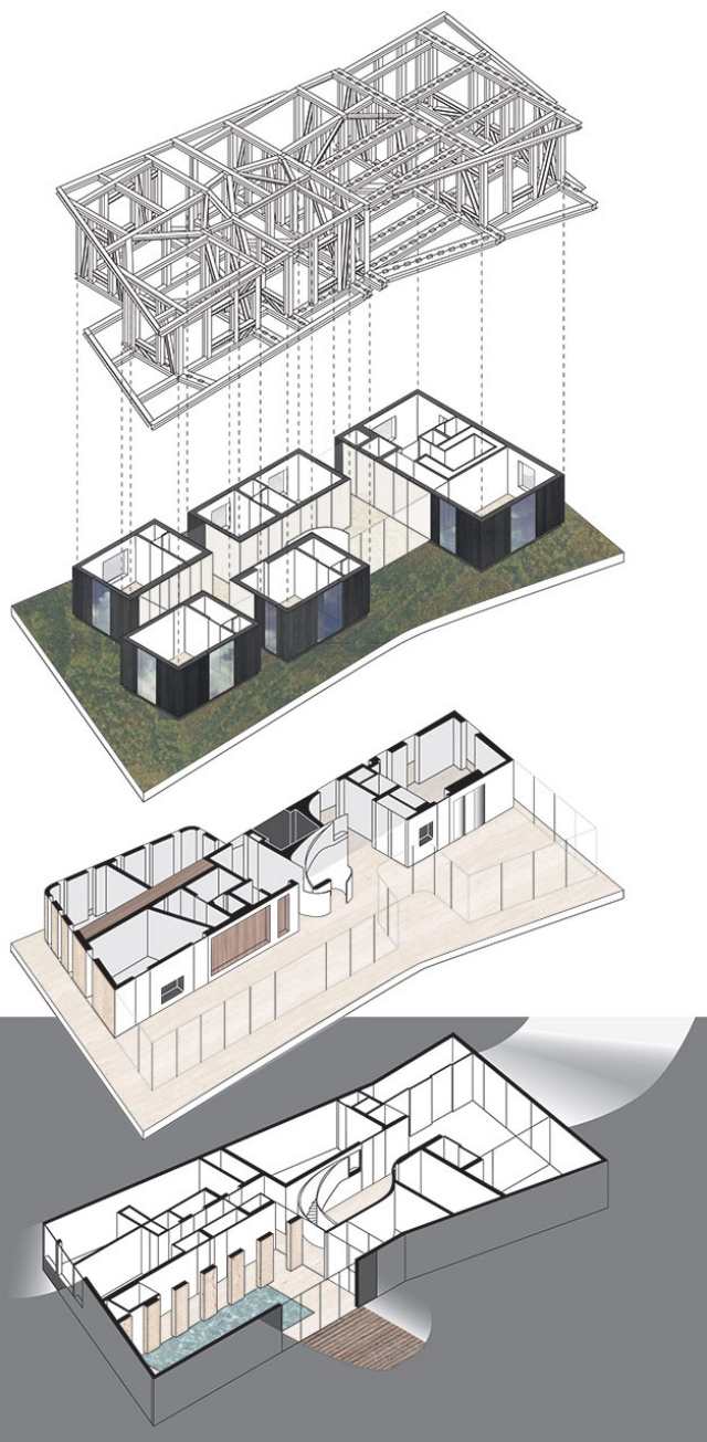 moderný rodinný dom so jednoduchou konštrukciou moderný dom s plochou strechou zariadený jednoduchou stavbou
