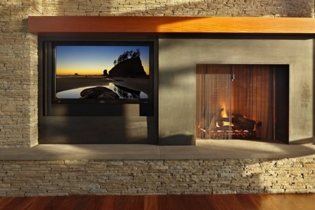 obývacia izba drevený krb kamenný obklad stenové panely tv moderný obývacia izba drevený krb kamenný obklad stenové panely TV
