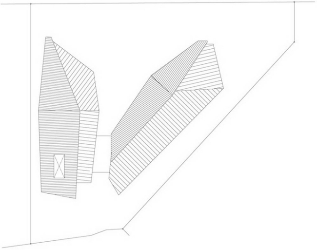 moderný obytný dom K2LD Architects náčrt strechy Skica strechy domu K2LD Architects