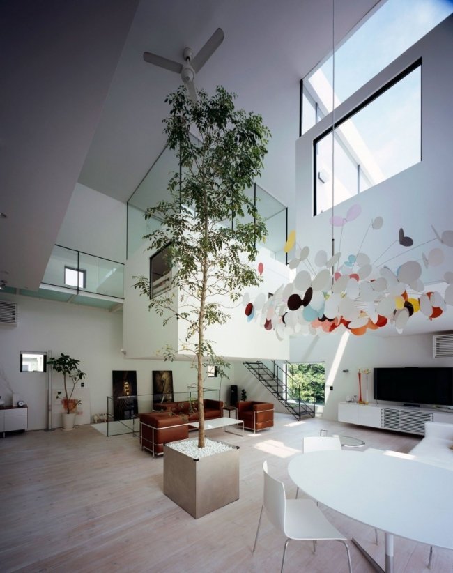 kre moderný interiérový dizajn vysoký strom malý strom kre interiérový dizajn moderného domu vysoký strop malý strom