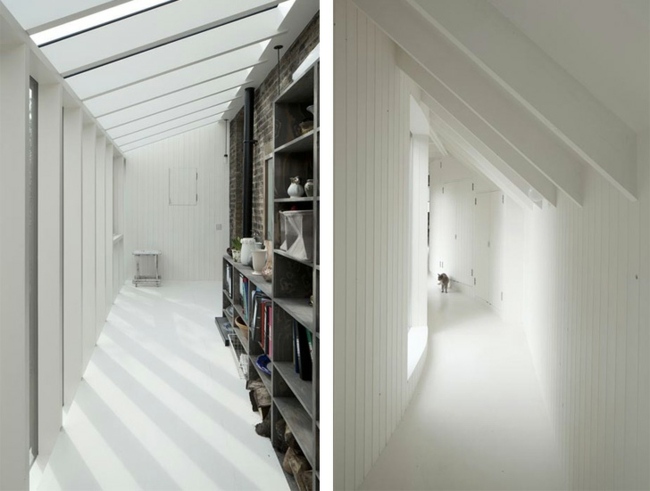 Renovácia starej budovy moderný interiérový dizajn chodba moderný interiérový dizajn chodba veľké okná bezbariérové