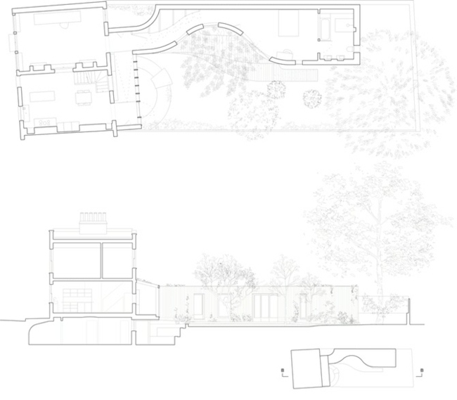 Dom s drevenou fasádou bočný pohľad vyššie