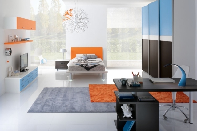 zostava detskej izby-chlapec-oranžovo-modro-bielo-čierna