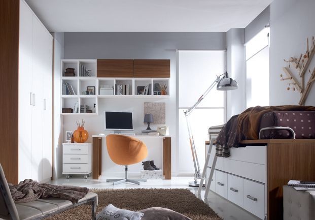 nábytková zostava-detská izba-moderná-biela-drevená dyha