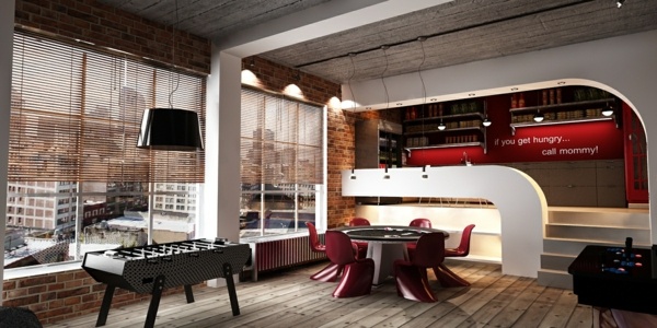 moderný podkrovný červený nábytok moderný-podkrovný-červený-nábytok