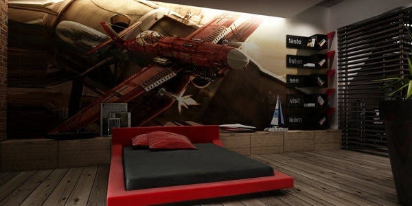 moderné červené dvojlôžkové mládenci moderné-červená-manželská posteľ-mládenci