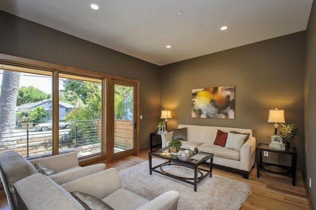 Farba hnedý biely pohovka konferenčný stolík s čalúneným nábytkom Konferenčný stolík farebný do obývačky hnedo -biely