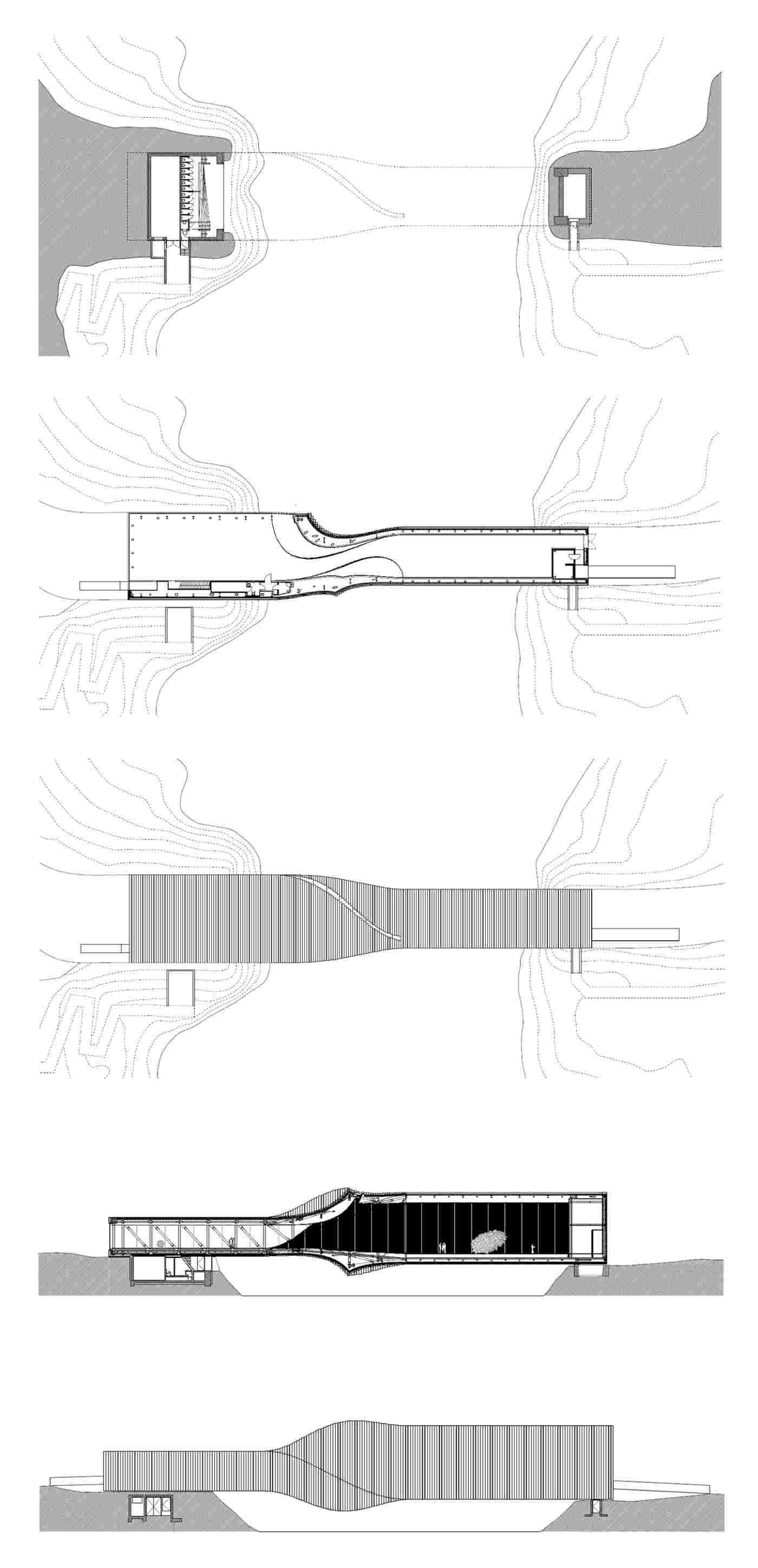 skrútený pôdorys moderného múzea neďaleko Osla