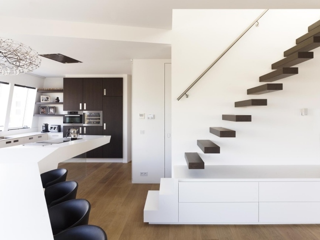 schody tmavé drevo moderný penthouse dizajn himacscf schody z tmavého dreva moderný penthouse dizajn od himacscf