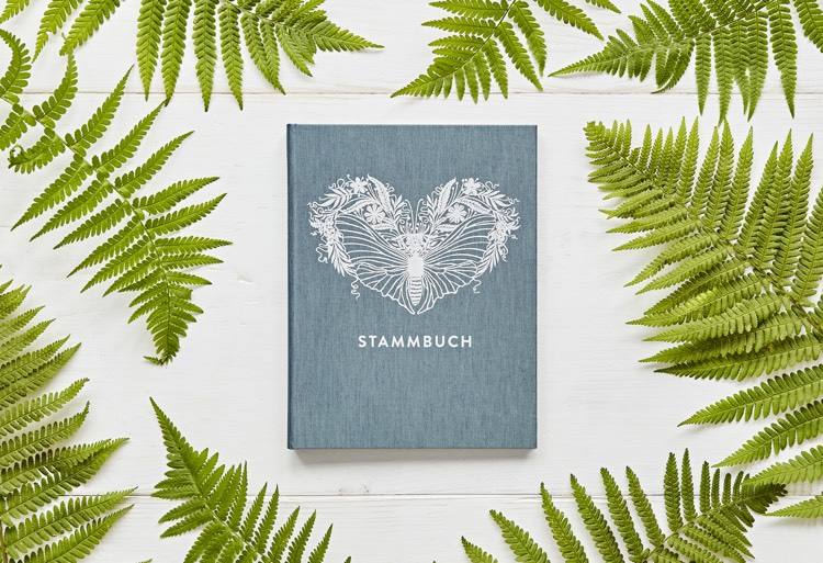 moderná rodinná rekordná kniha ušľachtilý dizajn-modro-zelená-motív-individualizovaná
