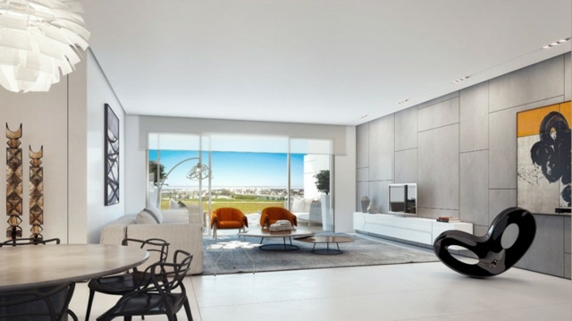 Sivé obklady do obývačky položili priestor na sedenie biela televízna skrinka